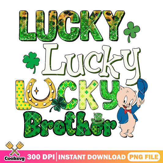 Porky pig lucky brother png, saint patrick day png, porky the pig​ png