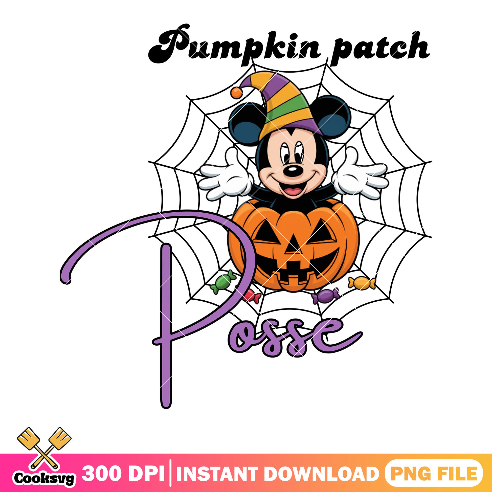 Posse pumpkin patch png, spider web png, mickey mouse png