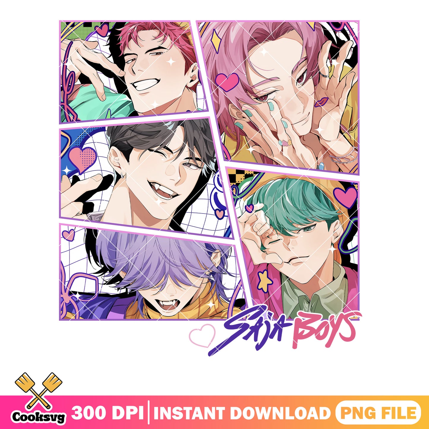 Poster logo art saja boys png, anime boygroup saja png, art logo png
