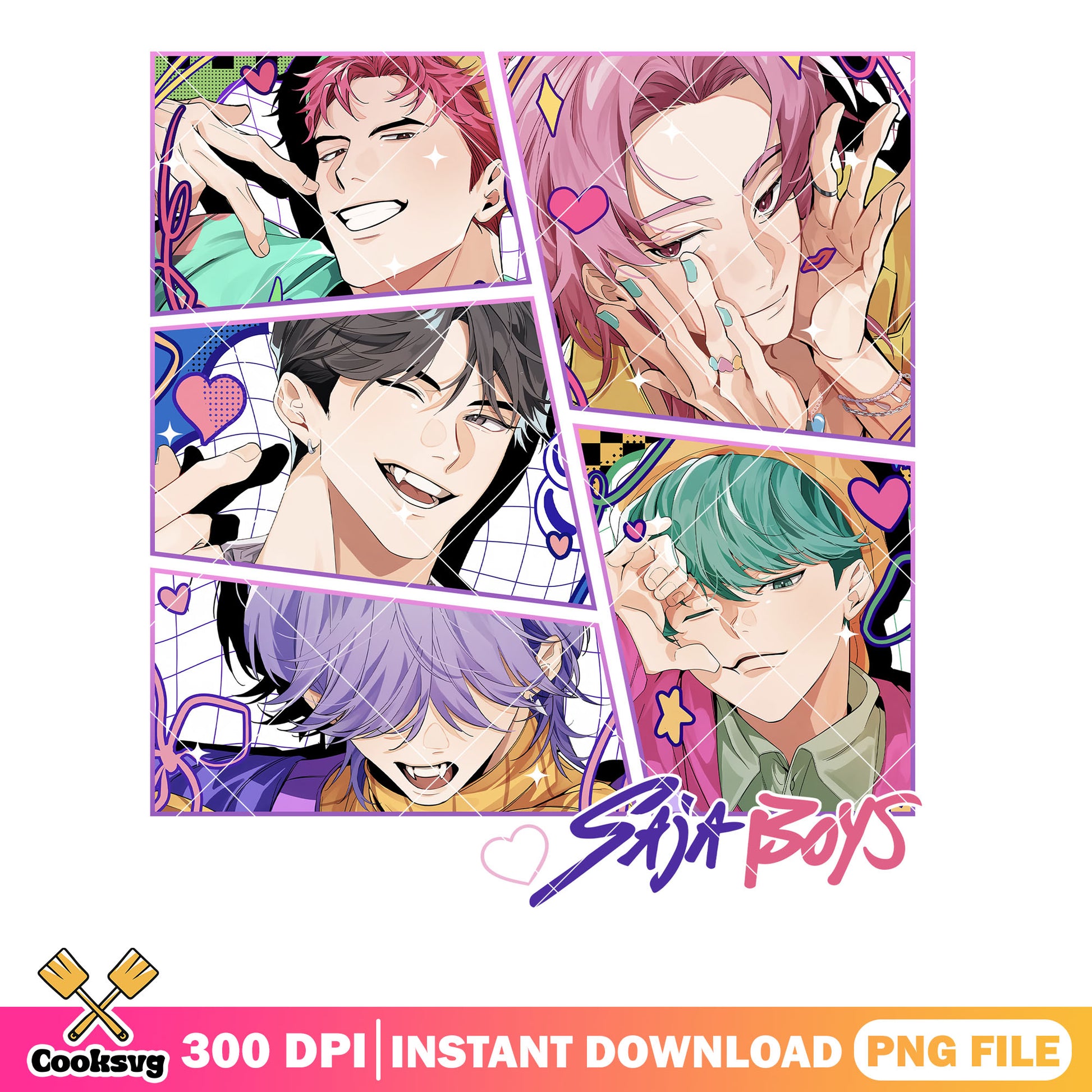 Poster logo art saja boys png, anime boygroup saja png, art logo png