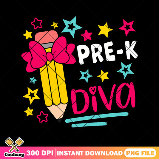 Pre-k diva design png, back to school day png, big pencil png