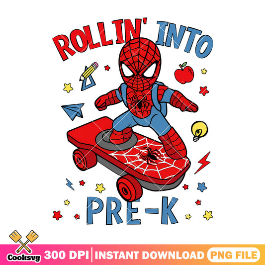 Pre-k spiderman png, going back to school png, superhero cartoon png