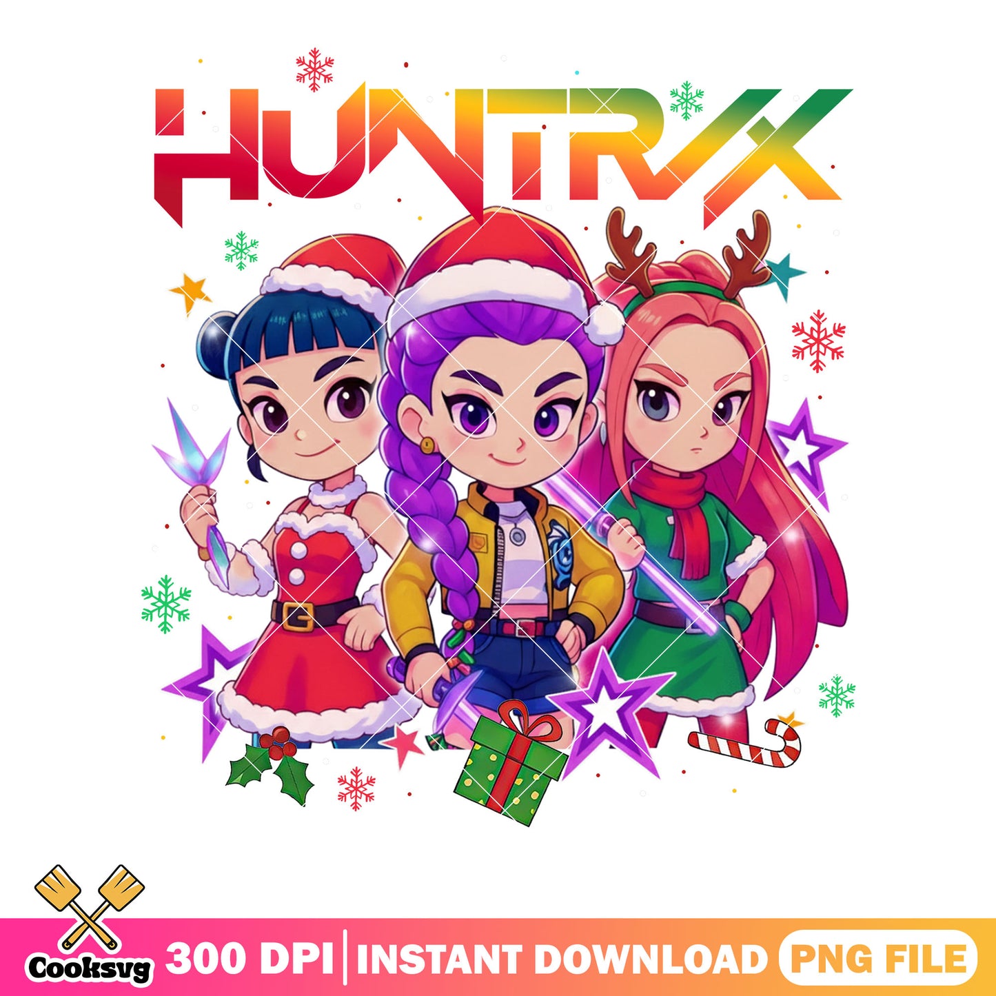Presents Christmas huntrix png, mira huntrix png, zoey huntrix png