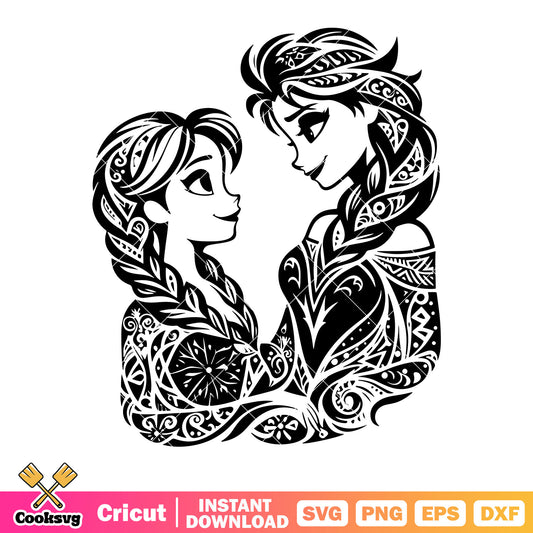 Princess Elsa frozen svg, snow flake svg, princess anna svg