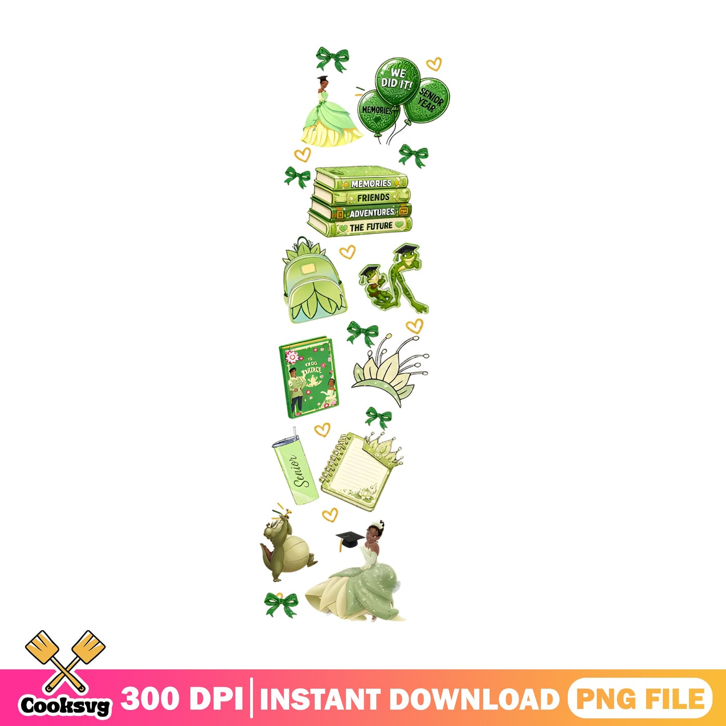 Princess Tiana Graduation PNG Bundle, Disney Senior 2025 PNG, Grad PNG