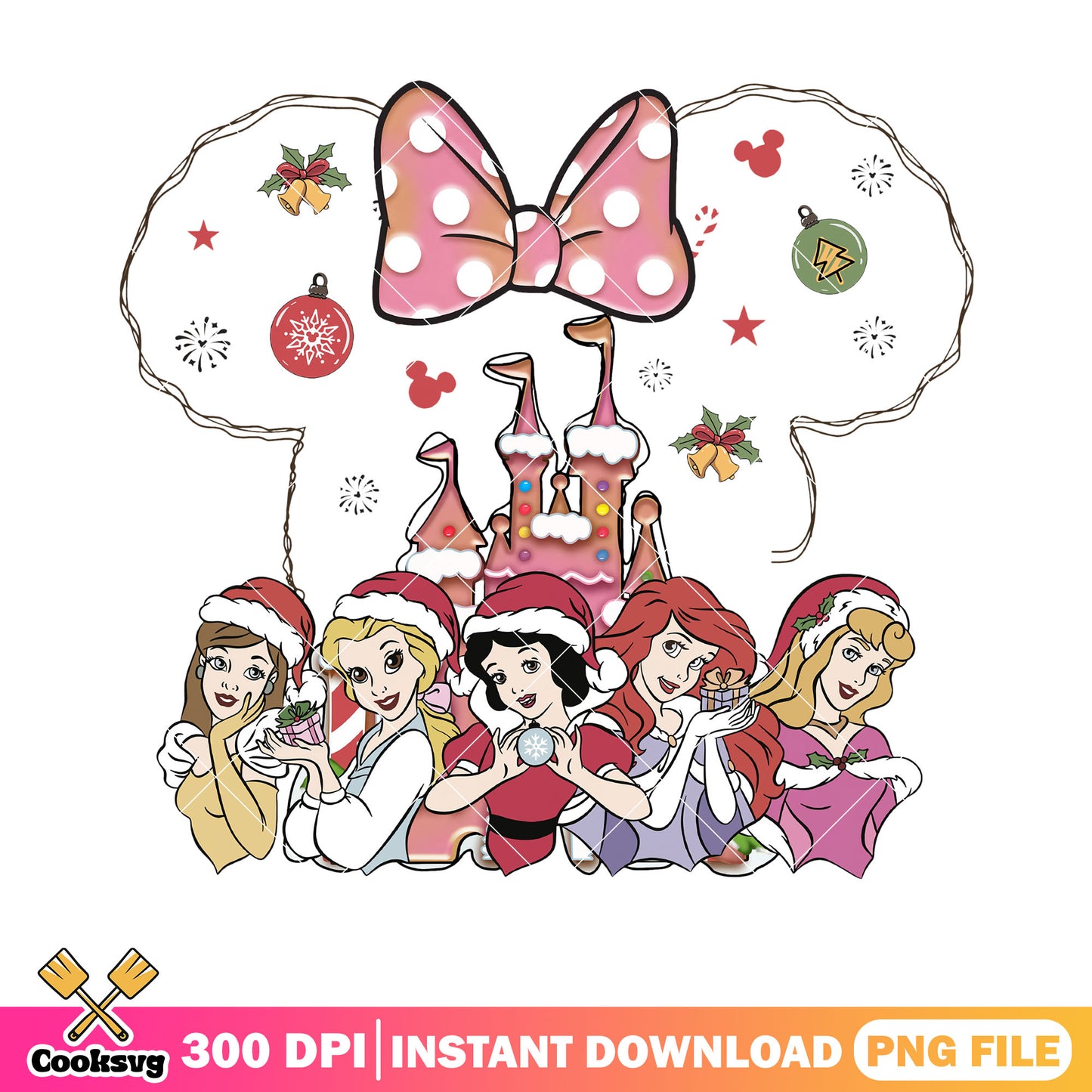 Princess disney christmas png bow castle png, aurora clipart png