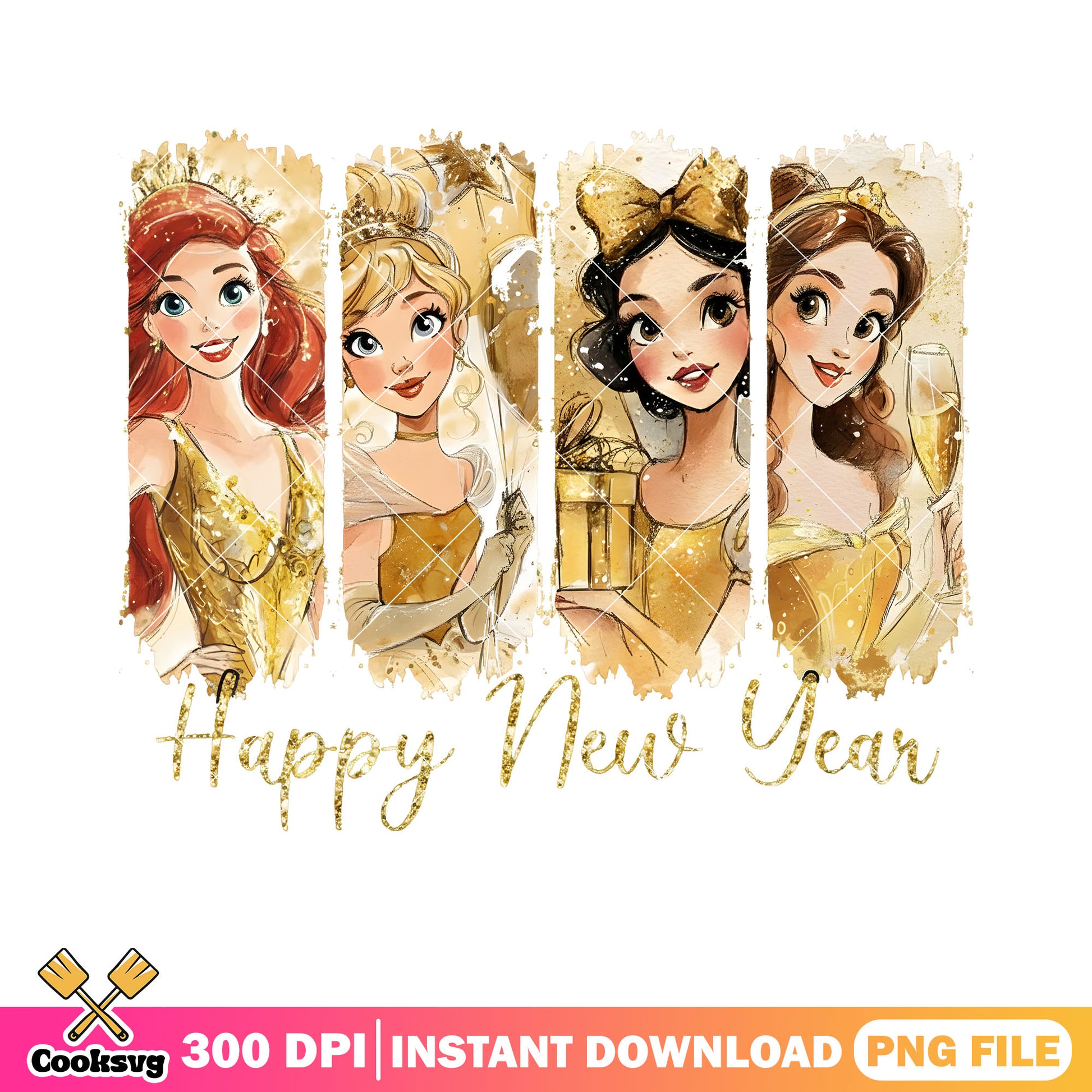Princess disney new year png, new year 2026 png, happy new year png