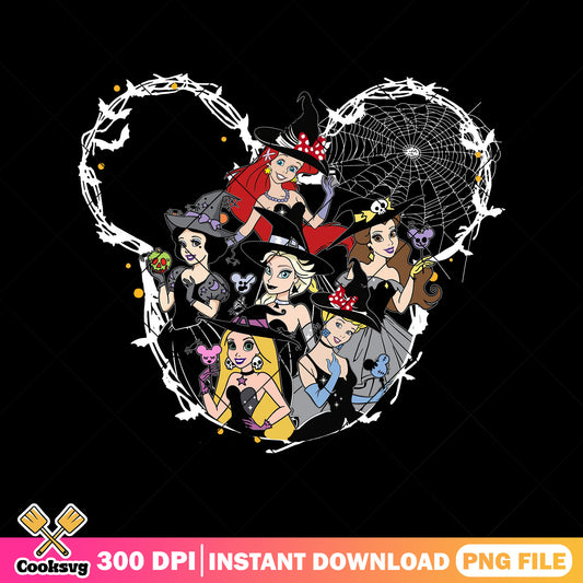 Princess halloween design png, cute princess png, disney princess png
