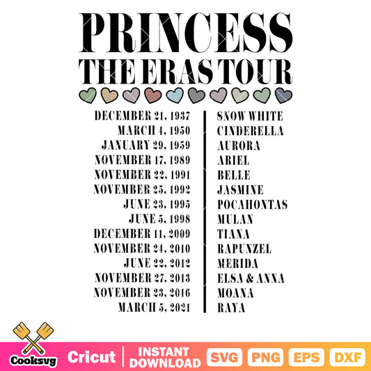 Princess the eras tour disney svg, disney princess svg, the eras tour svg