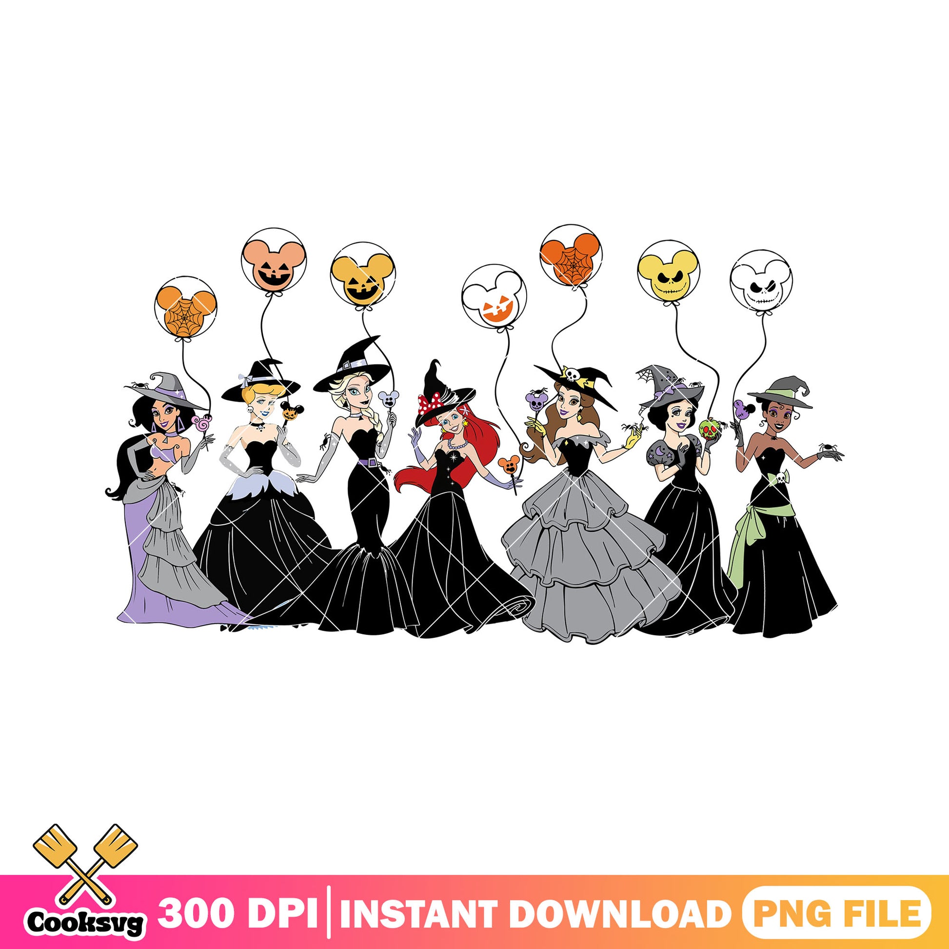 Princess witch illustration png, cute princess png, scary disney png