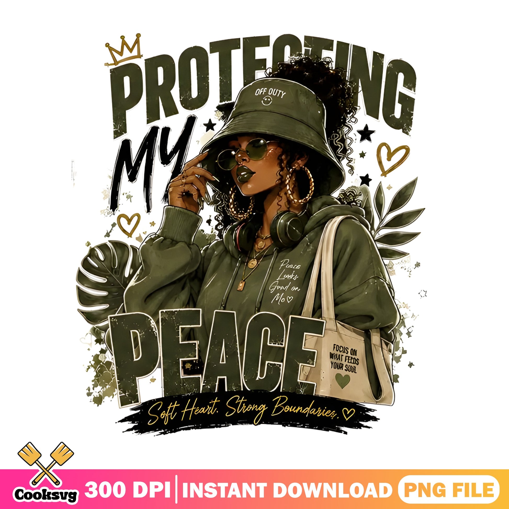 Protecting My Peace Black Woman PNG, Afro Girl PNG, Black Queen PNG