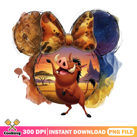 Pumba Lion King Minnie Ears PNG, Disney PNG, Lion King PNG