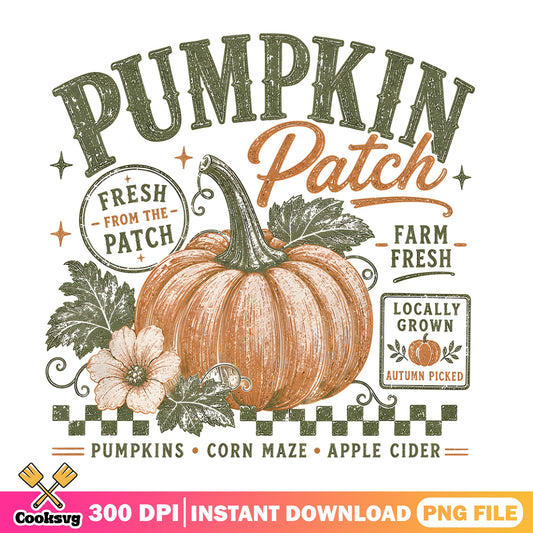 Pumpkin Patch PNG Sublimation, Fall Autumn PNG, Halloween PNG