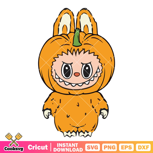 Pumpkin labubu halloween svg, labubu halloween svg, monster labubu svg