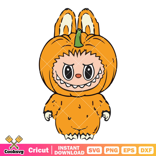 Pumpkin labubu halloween svg, labubu halloween svg, monster labubu svg