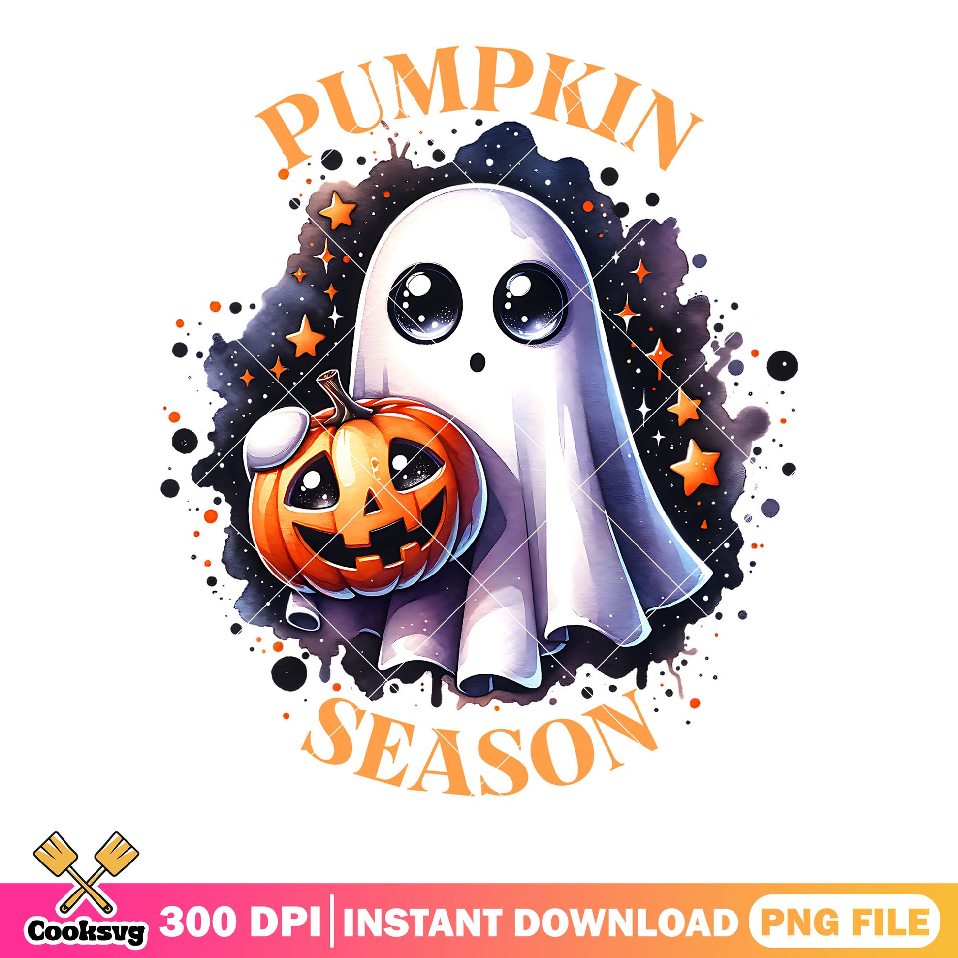 Pumpkin season png, ghost costume png, halloween scary png