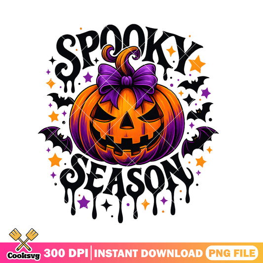 Pumpkin spooky season bow png, spooky halloween png, spooky season png