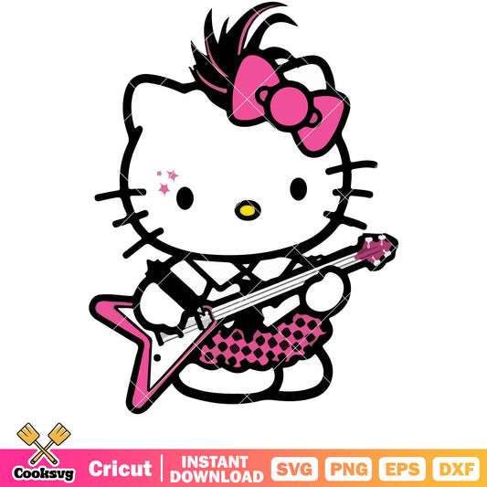 Punk rock hello kitty design svg, sanrio hello kitty svg