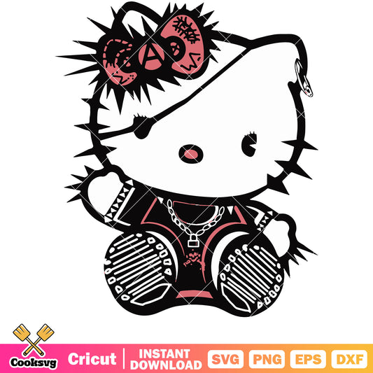 Punk rock hello kitty svg, sanrio hello kitty svg, sanrio cartoon svg