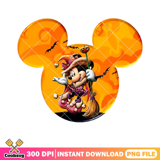 Punpkin witch broom minnie png, scary bats png, disney character png