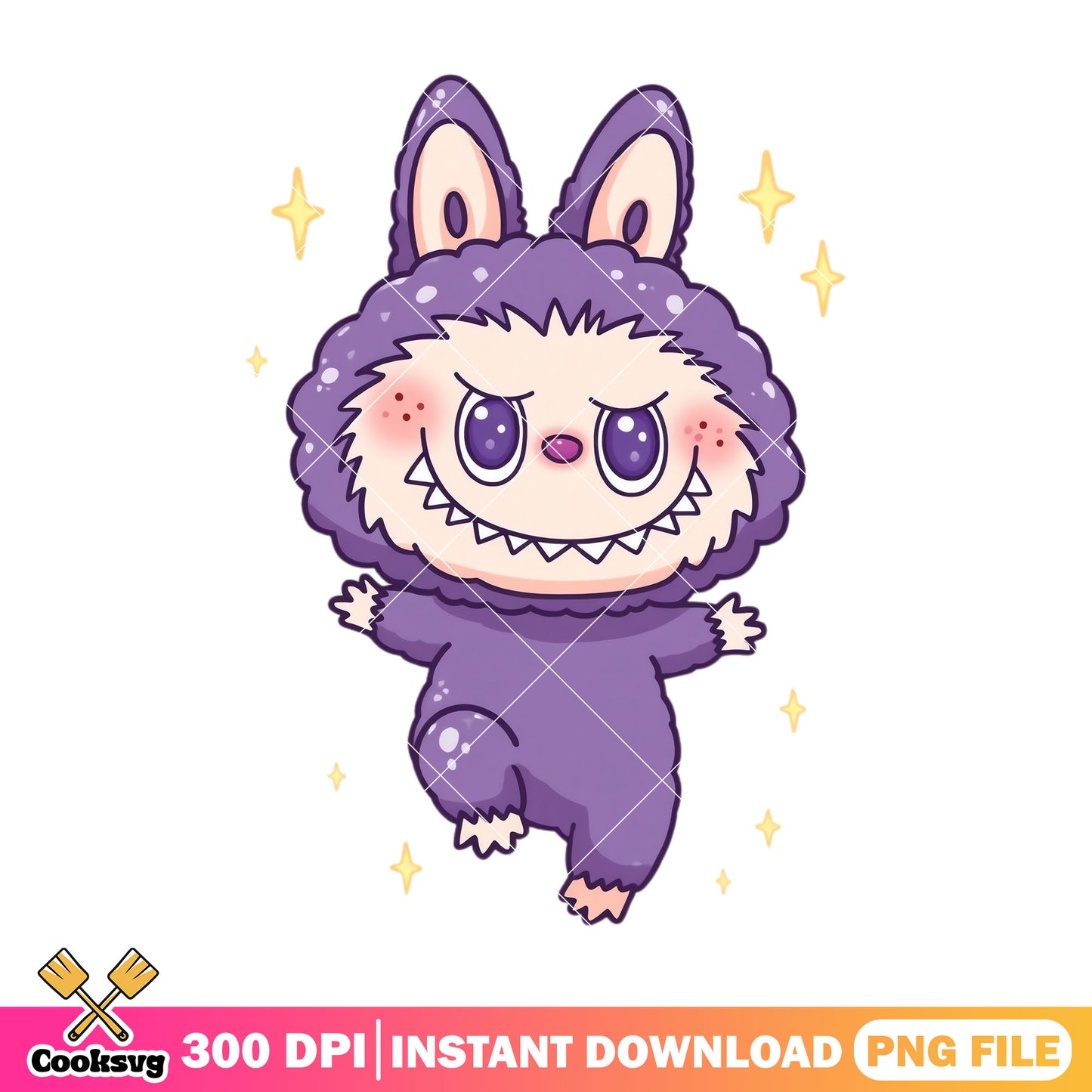 Purple labubu monster design png, labubu cute png, labubu happy png