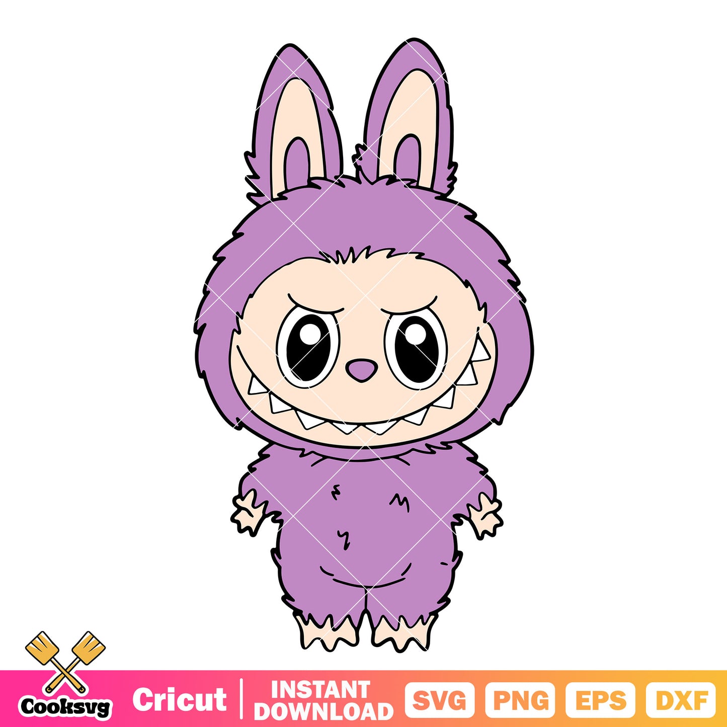Purple labubu smile svg, purple labubu svg, labubu monster svg