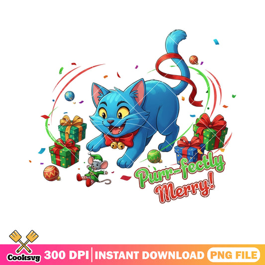 Purr fectly merry png, merry christmas png, derby cat png