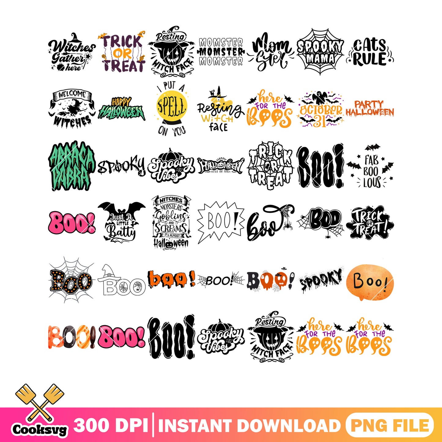 Put a spell on you png bundle, ghost costume png, witches face png