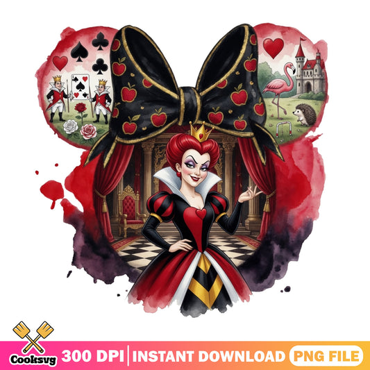 Queen Of Hearts PNG, Disney Villain Bow PNG, Alice In Wonderland PNG