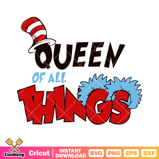 Queen of all things svg, red and white striped top hat​​ svg