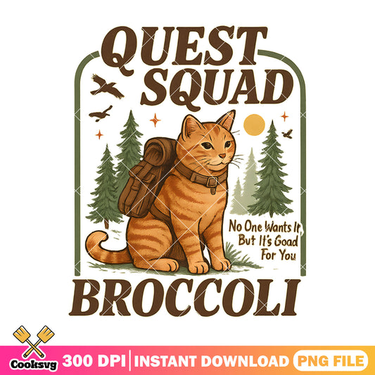Quest squad brocoli cat png, quest squad broccoli​ png, cute cat png