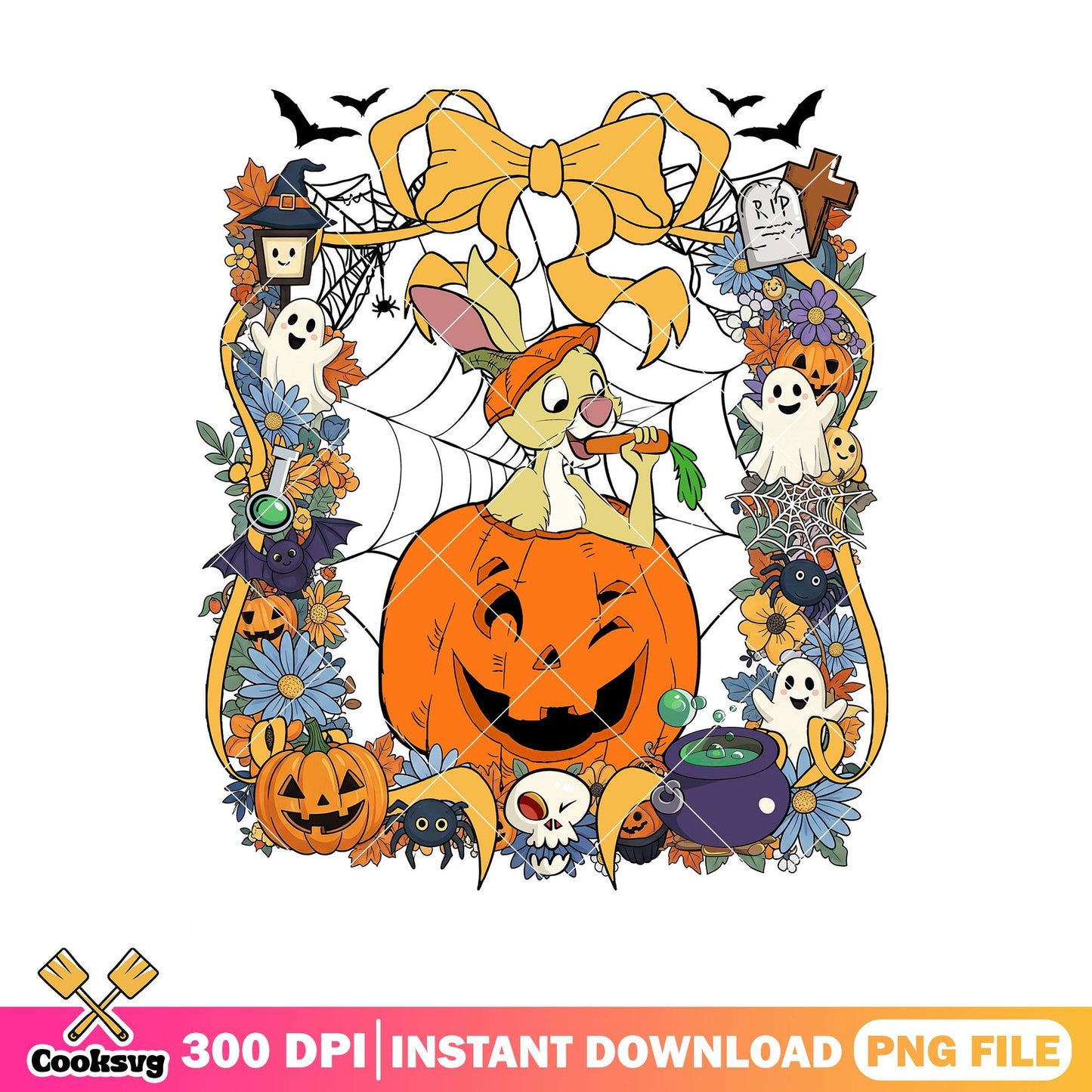 Rabbit halloween design png, disney rabbit png, halloween rabbit png