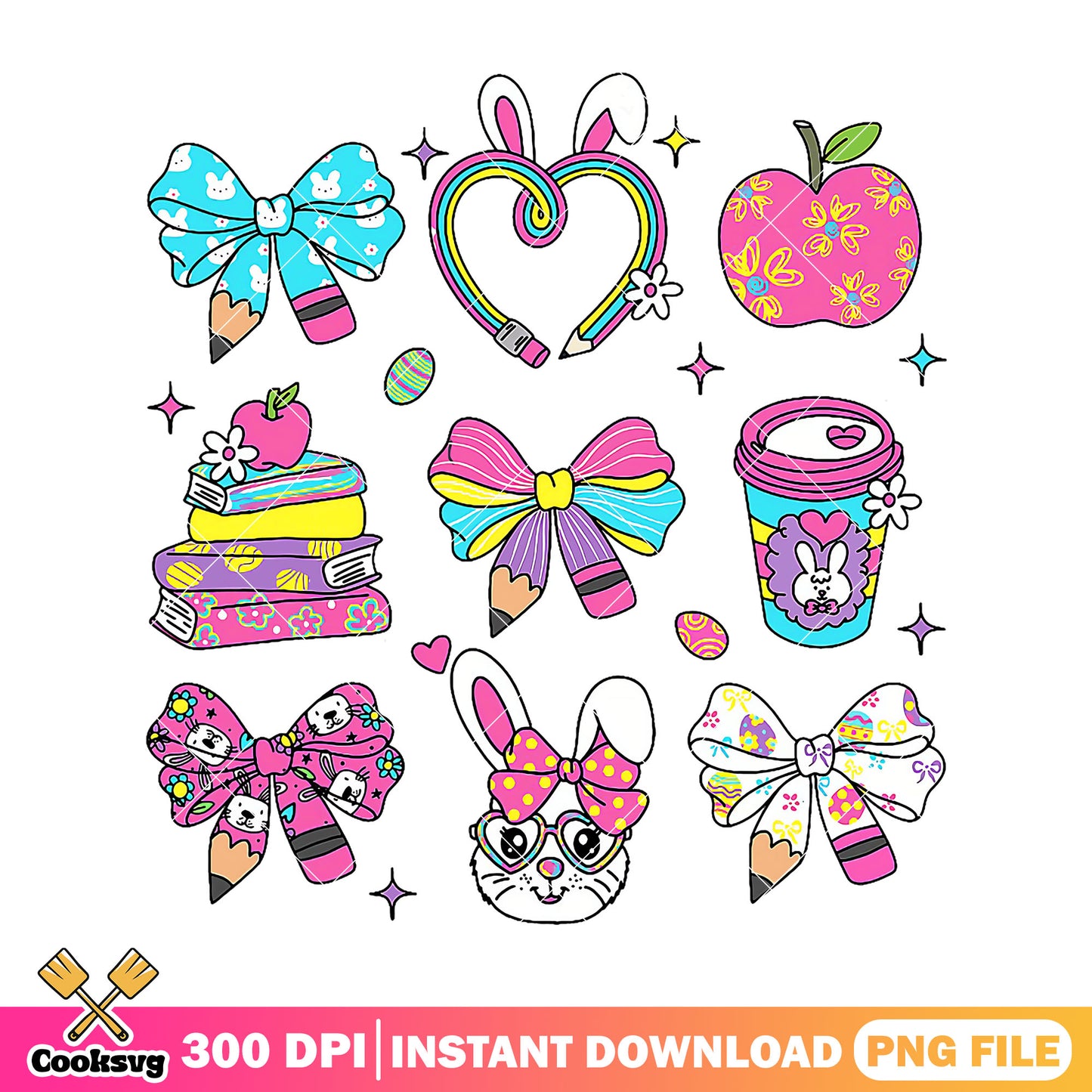 Rabbit supplies study png, rabbit cute png, back to school poster png
