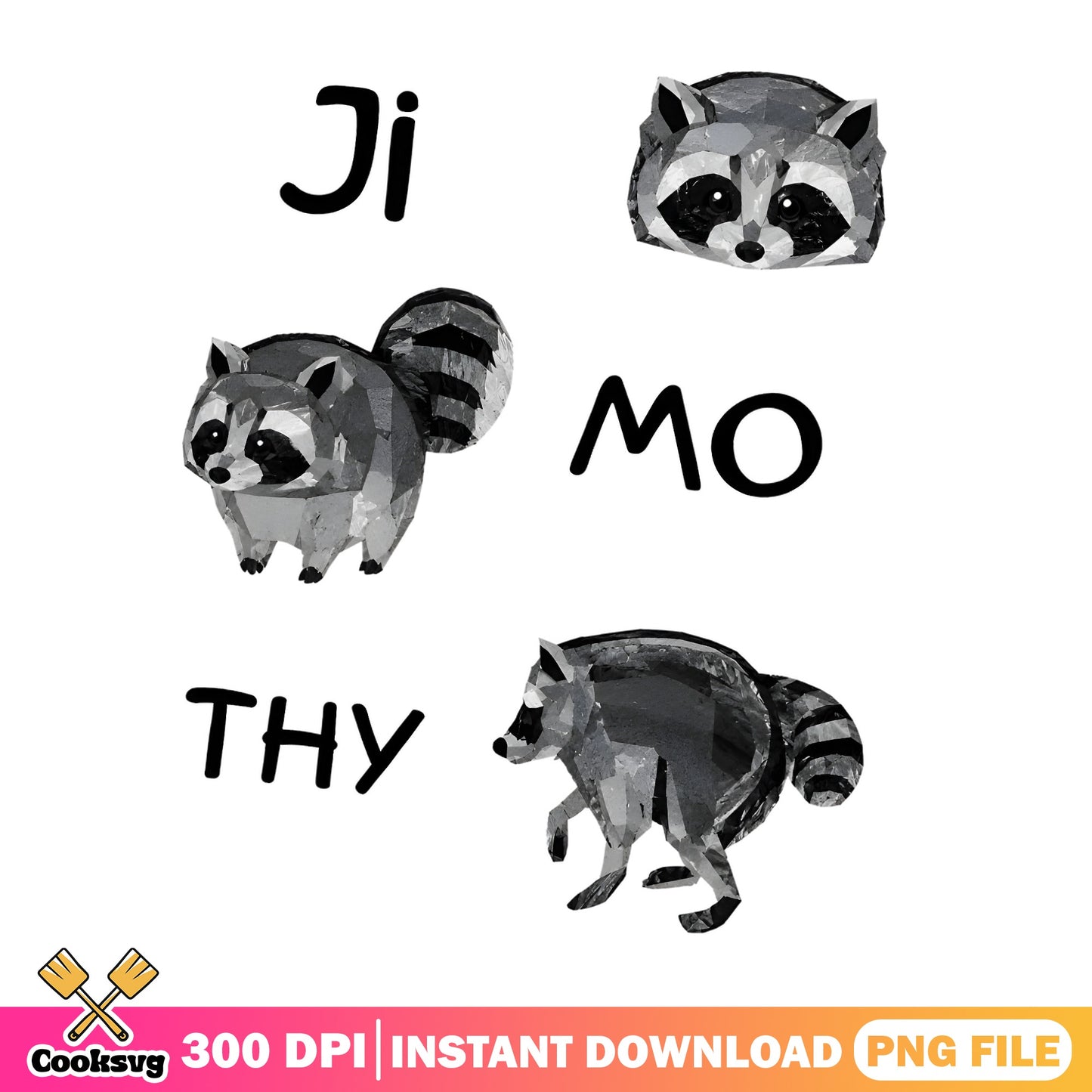 Raccoon Bundle PNG, Cute Raccoon Clipart, Wildlife Animal PNG