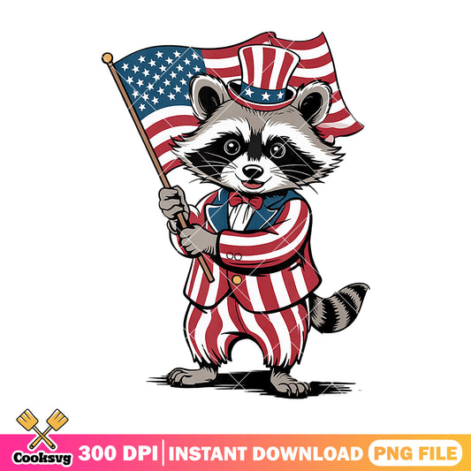 Raccoon america costume png, america raccoon png, america flag png