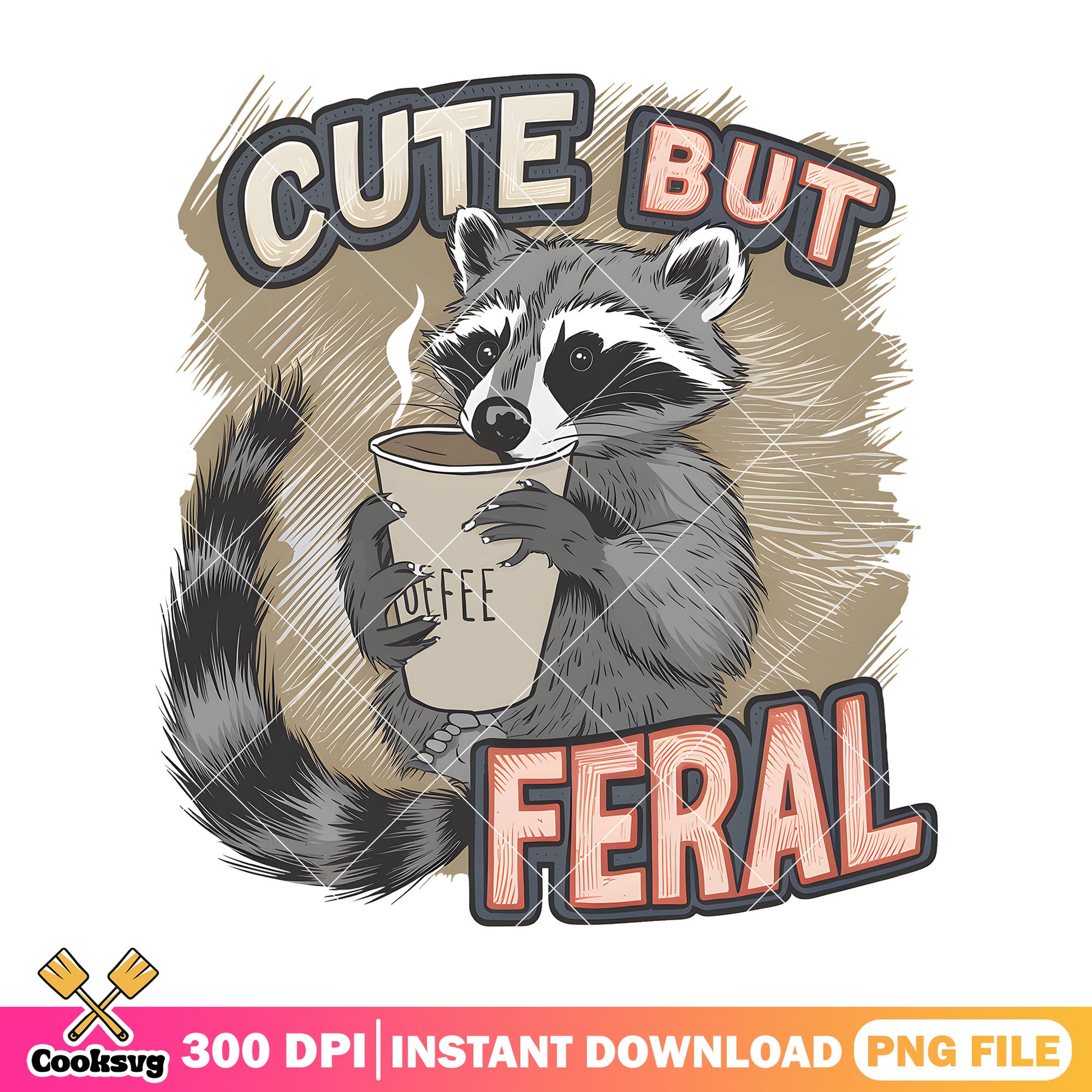 Raccoon cute but feral png, halloween decor, halloween movies png
