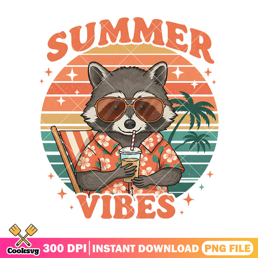 Raccoon in summer vibes png, summer raccoon​ png, rocket raccoon png