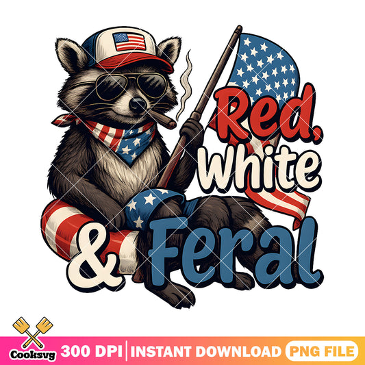 Raccoon red white feral png, Raccoon feral png, red white feral png