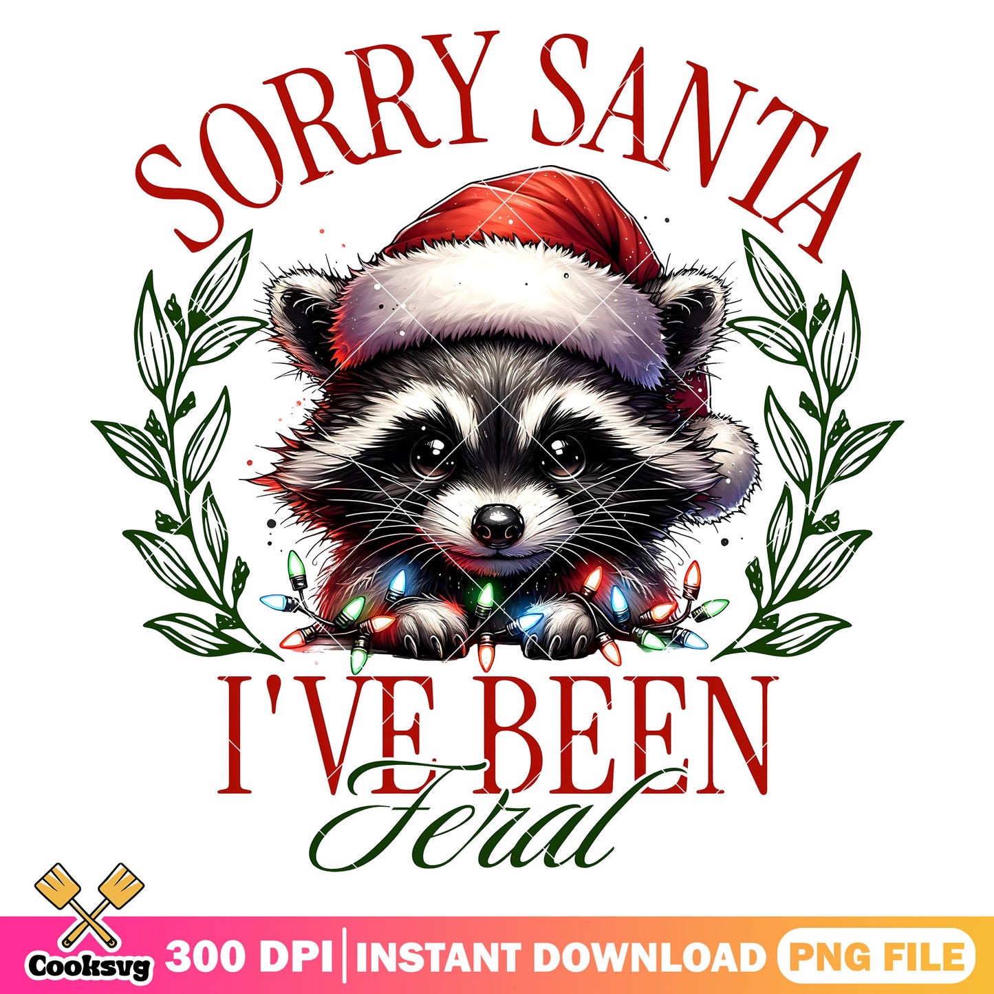 Raccoon sorry santa feral christmas png, feral christmas png