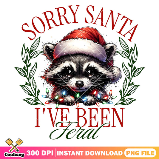 Raccoon sorry santa feral christmas png, feral christmas png