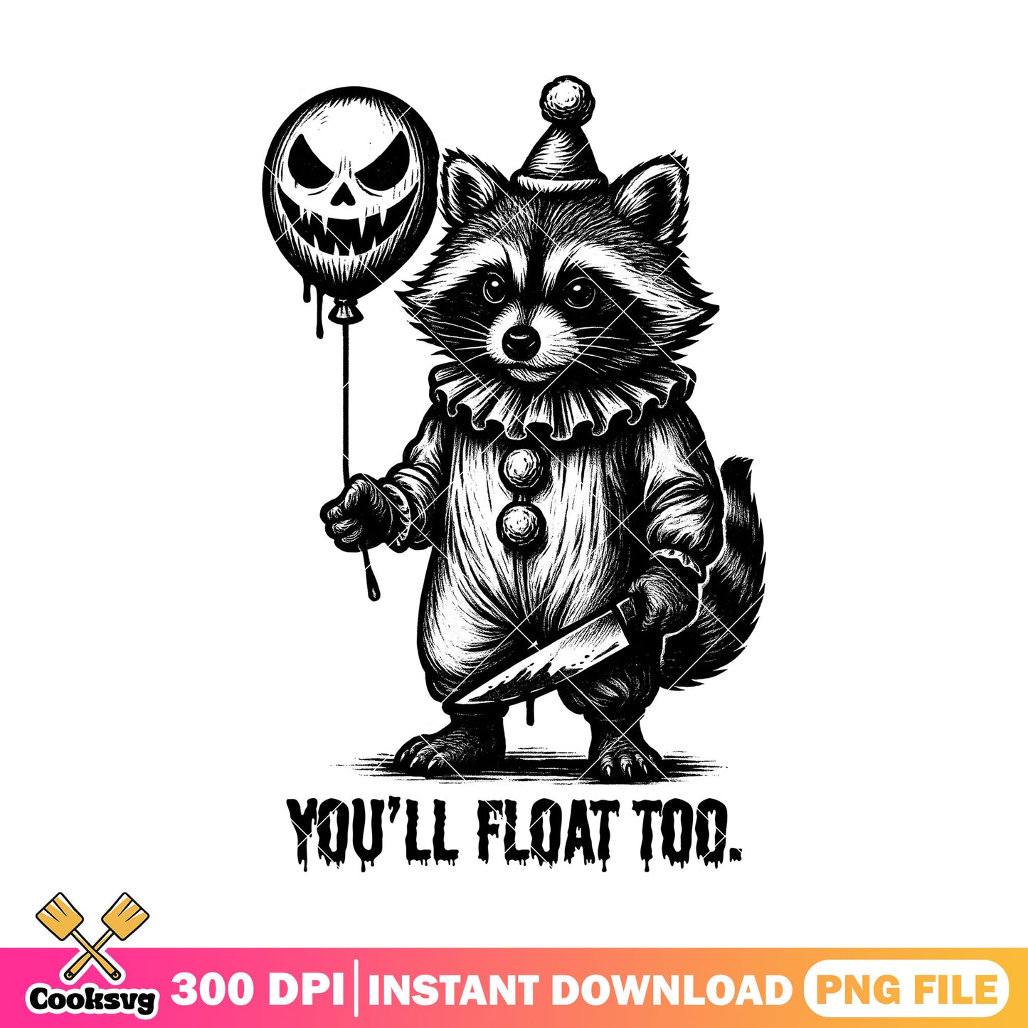 Raccoon you'll float too png, halloween costume ideas png