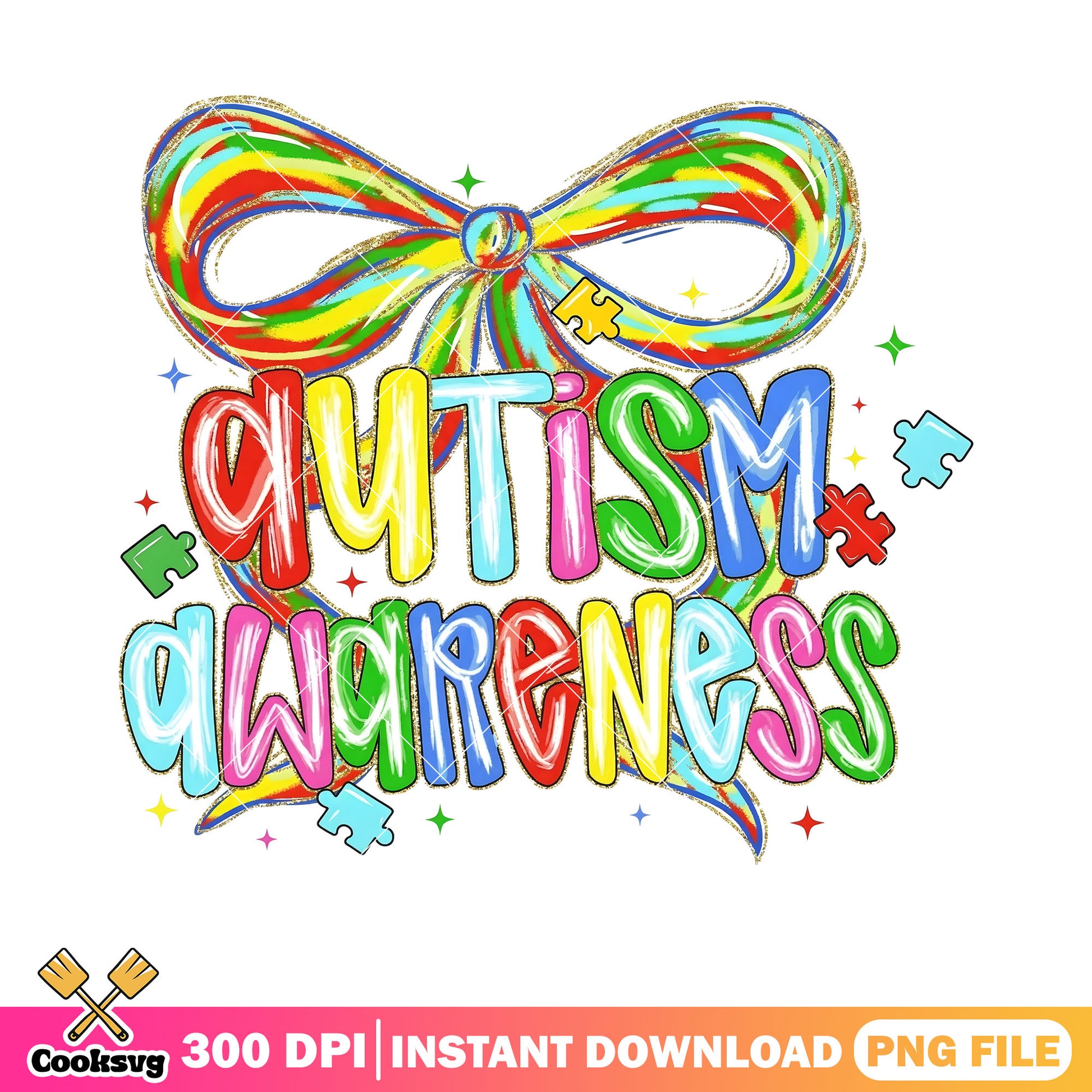 Rainbow bow tie autism png, love art png, puzzle poster png