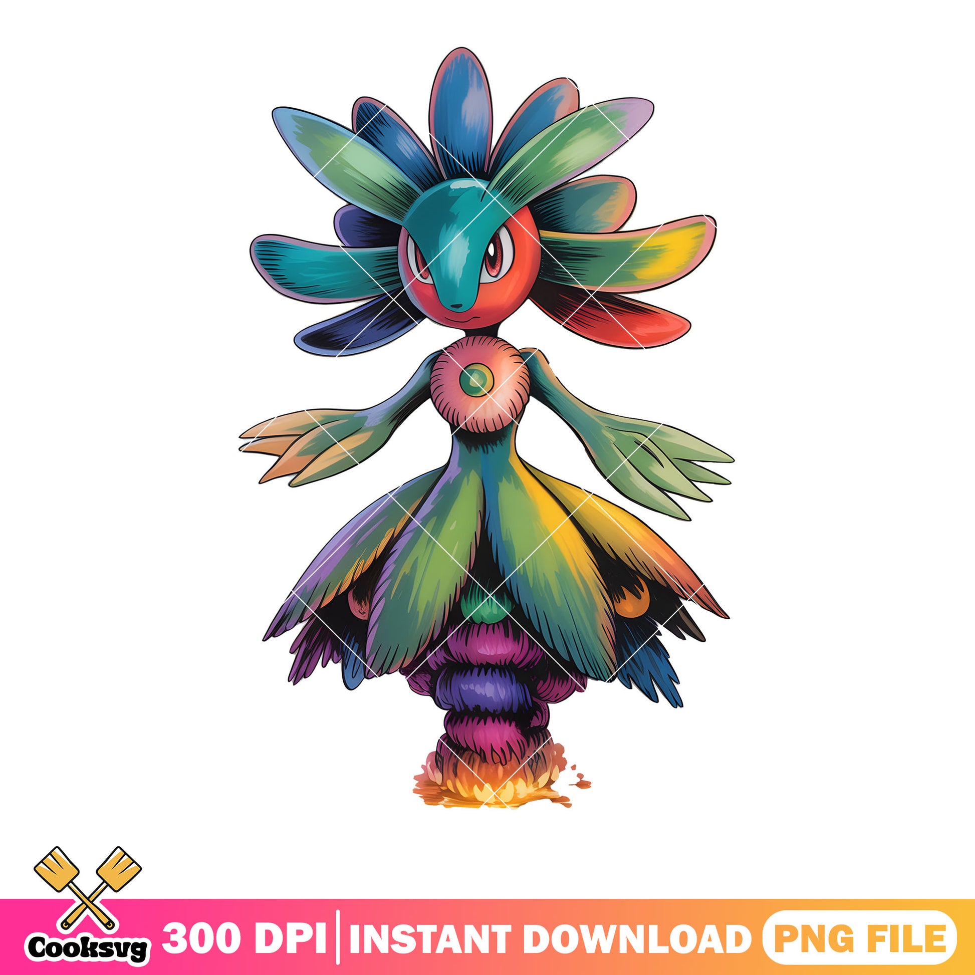 Rainbow flora poster pokemon png, pokemon gifts png, fakemon png
