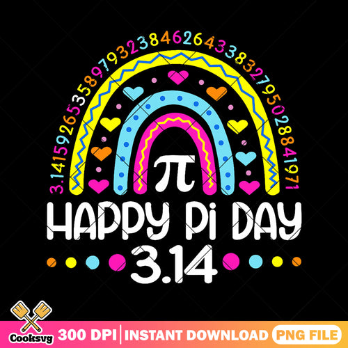Rainbow happy pi day png, back to school day png, pi number png
