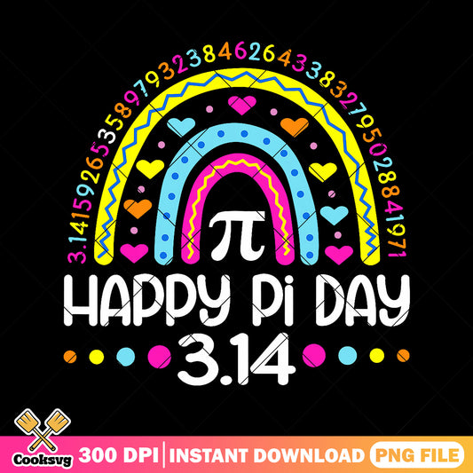 Rainbow happy pi day png, back to school day png, pi number png