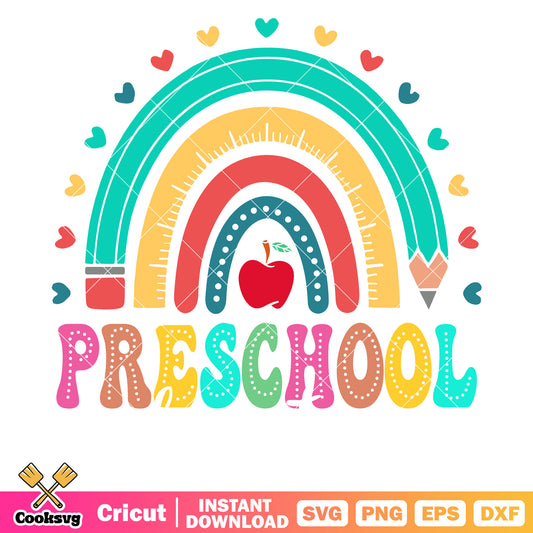 Rainbow pencil preschool svg, back to school svg, rainbow pencil​ svg