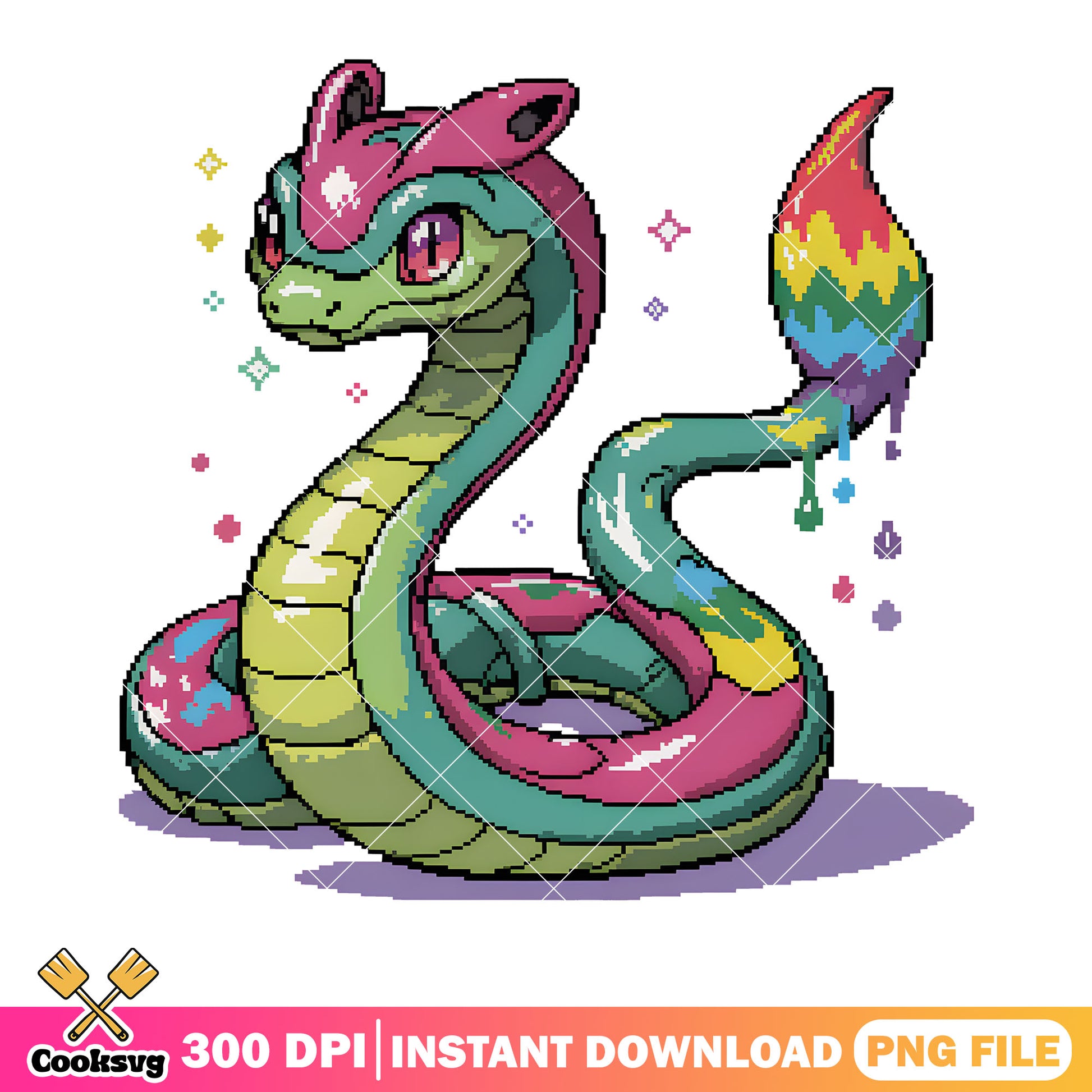Rainbow snake pokemon poster png, fakemon png, pokemon poster png
