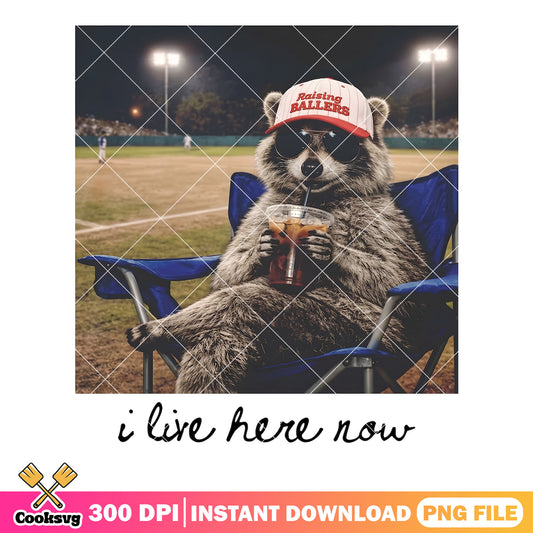 Raising baseball racoon png, baseball lover png, raccoon png