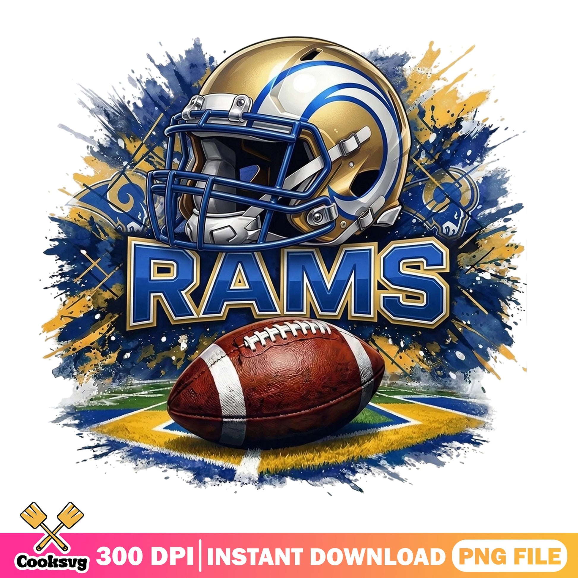 Rams Football Helmet Sublimation PNG, NFL Team PNG, Football PNG