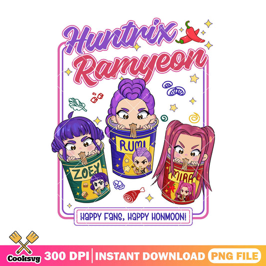 Ramyeon chibi girl png, huntrix ramyeon png, huntrix member png
